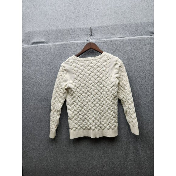 Lands End Womens Cable Knit Sweater M 10-12 Ivory 100% Cotton Made In China - Picture 5 of 5
